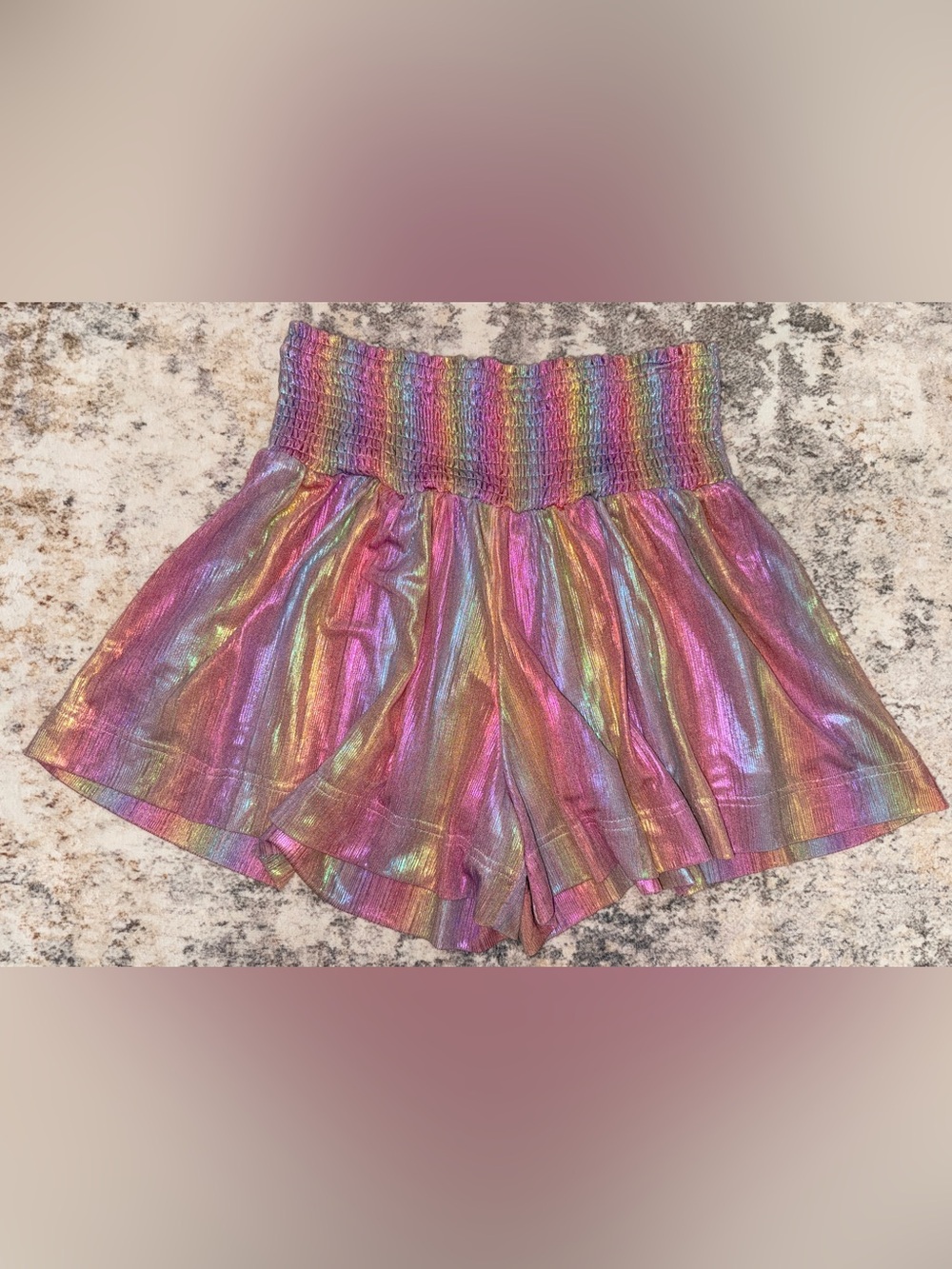 TCEC Iridescent Rainbow High-Waist Women’s Swing Shorts